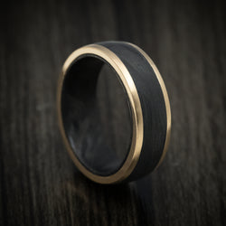 10K Gold Men's Ring with Forged Carbon Fiber Inlay and Sleeve