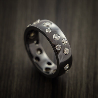 Black Zirconium Staggered Diamond Ring with 15 Brilliant Diamonds