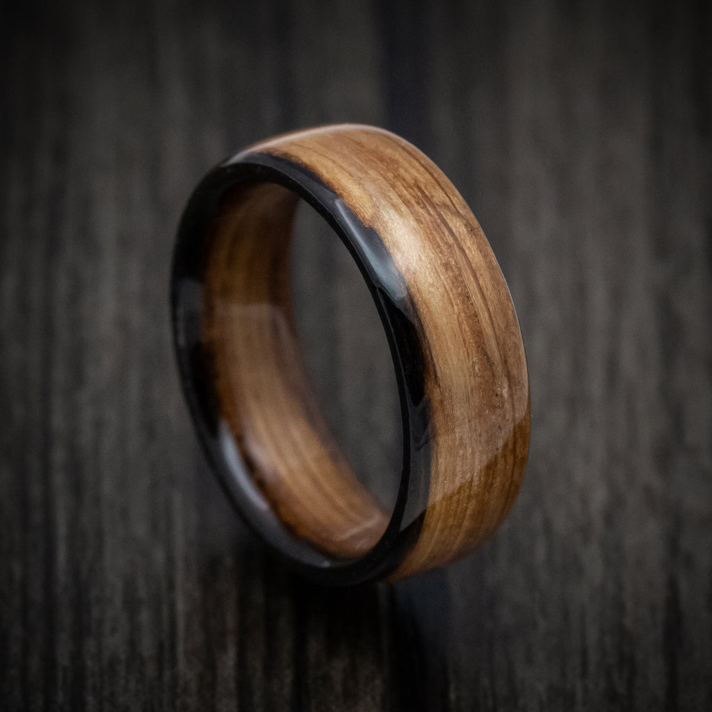 Real Whisky Barrel Solid Wood Ring Wood Rings for Men, Anniversary Wooden Copper Engagement Rings