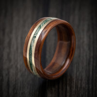 Solid Wood Men's Ring with Cash and Brass Inlays