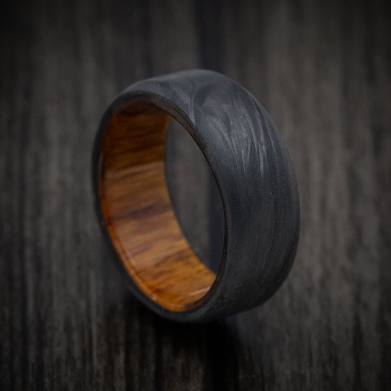 Forged Carbon Fiber Men's Ring with Wood Sleeve Custom Made
