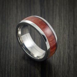 Wood Ring and Titanium Ring inlaid with PADAUK WOOD Custom Made to Any Size and Optional Wood Types