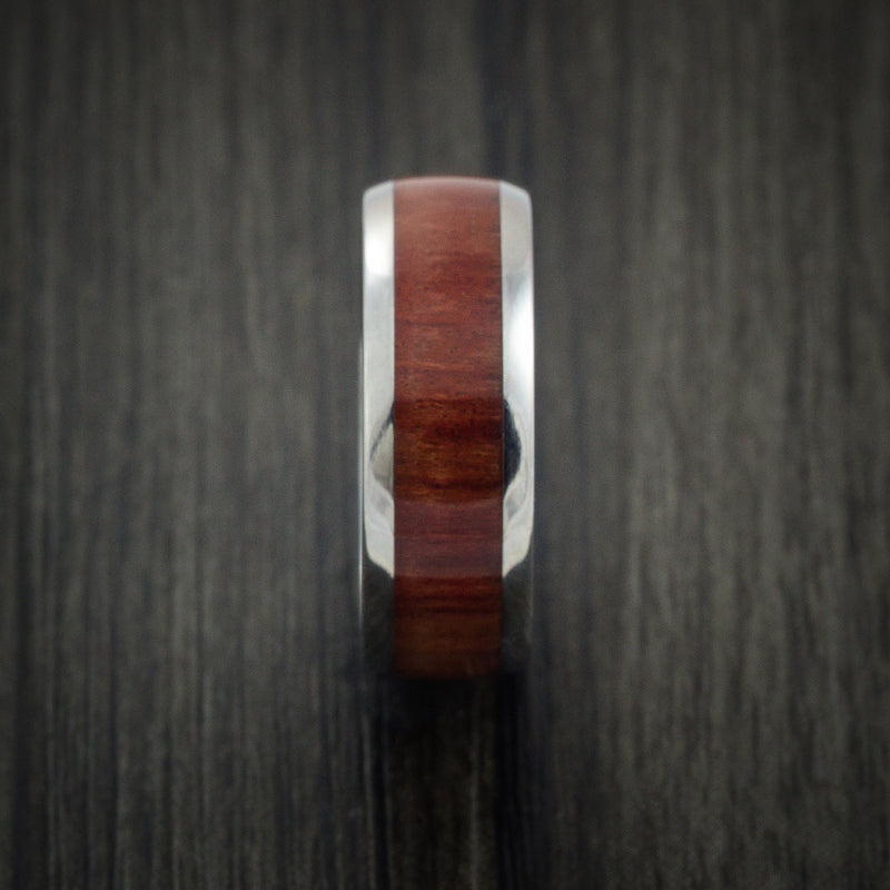Wood Ring and Titanium Ring inlaid with PADAUK WOOD Custom Made to Any Size and Optional Wood Types