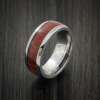 Wood Ring and Titanium Ring inlaid with PADAUK WOOD Custom Made to Any Size and Optional Wood Types