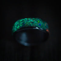 Carbon Fiber and Opal Men's Ring with Glow Custom Made Band