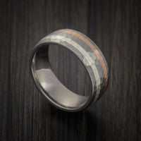 Titanium Ring with Copper and Silver Inlays Hammer Finish Custom Made Band