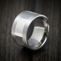 Wide Titanium Men's Ring with Platinum Inlay Custom Made
