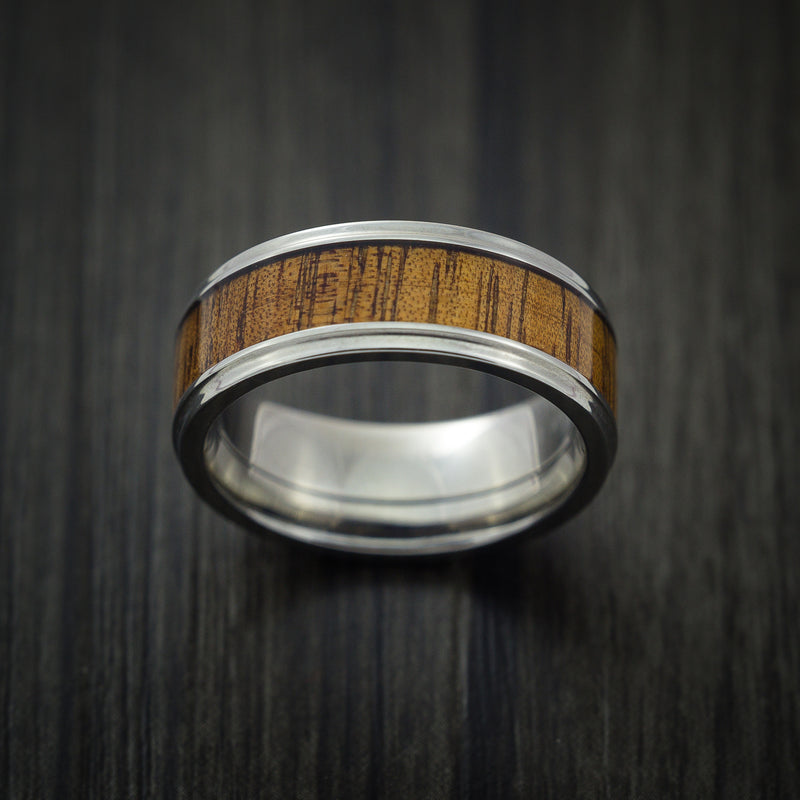 Wood Ring and Titanium Ring inlaid with LEOPARD WOOD Custom Made to Any Size and Optional Wood Types