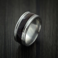 Wood Ring and DAMASCUS Ring inlaid with WENGE HARD WOOD Custom Made to Any Size and Optional Wood Types