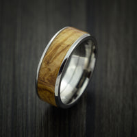 Wood Ring and Titanium Ring inlaid with MAPLE BURL WOOD Custom Made to Any Size and Optional Wood Types