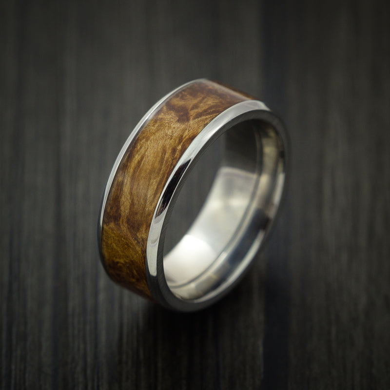 Wood Men's Ring and Titanium Men's Ring inlaid with DESERT IRONWOOD BU ...