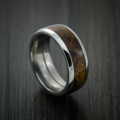 Wood Ring and Titanium Ring inlaid with DESERT IRONWOOD BURL WOOD Custom Made to Any Size and Optional Wood Types