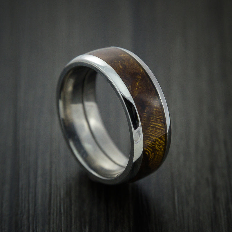 Wood Men's Ring and Titanium Men's Ring inlaid with DESERT IRONWOOD BU ...