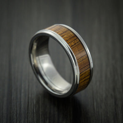 Wood Ring and Titanium Ring inlaid with LEOPARD WOOD Custom Made to Any Size and Optional Wood Types