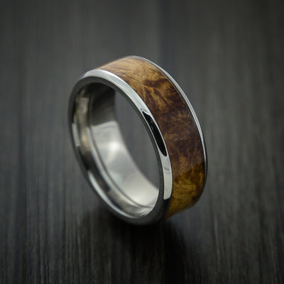 Wood Ring and Titanium Ring inlaid with DESERT IRONWOOD BURL WOOD Custom Made to Any Size and Optional Wood Types
