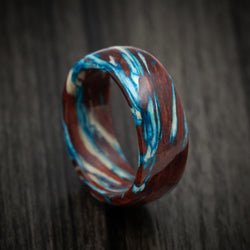 Marbled Wood with Maple, Bloodwood and Blue Maple Custom Made Men's Ring