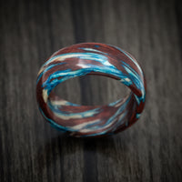 Marbled Wood with Maple, Bloodwood and Blue Maple Custom Made Men's Ring