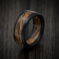 Whiskey Barrel Wood and Ebony Wood Marbled Wood Men's Ring Custom Made Band