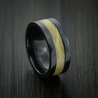 BLACK Titanium Ring inlaid with MAPLE BURL WOOD Custom Made