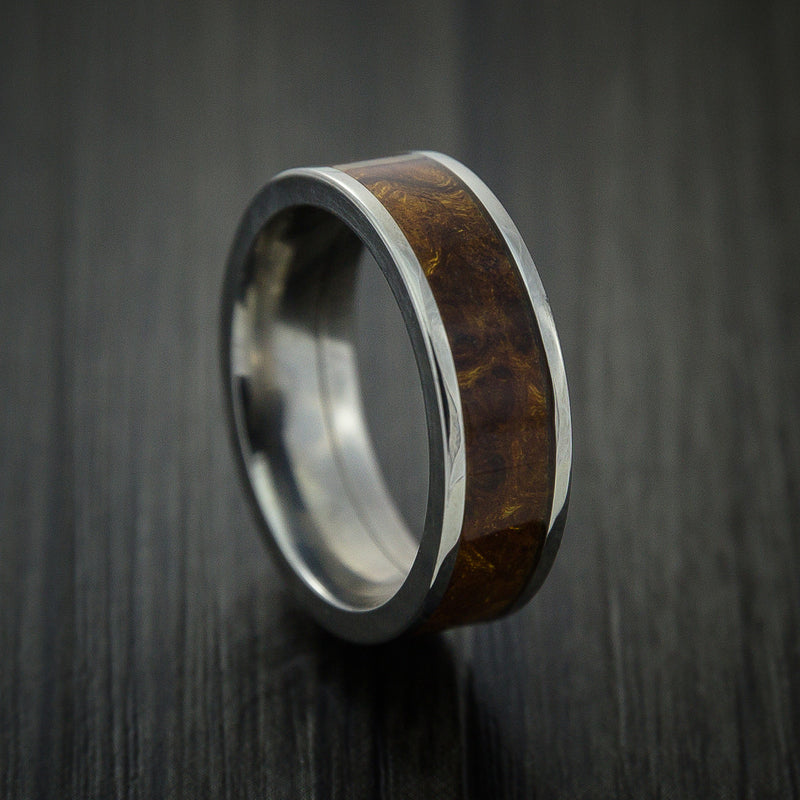 Wood Ring and Titanium Ring inlaid with DESERT IRONWOOD BURL WOOD Custom Made to Any Size and Optional Wood Types