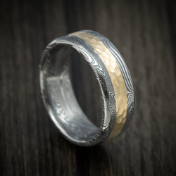 Tightweave Damascus Steel and Gold Men's Ring Custom Made Band