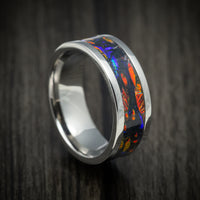 Titanium and Dichrolam Inlay Men's Ring Custom Made Band
