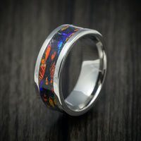 Titanium and Dichrolam Inlay Men's Ring Custom Made Band