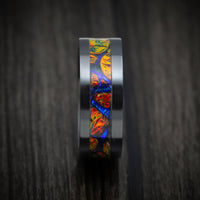 Black Titanium and Dichrolam Inlay Men's Ring Custom Made Band