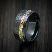 Black Titanium and Dichrolam Inlay Men's Ring Custom Made Band