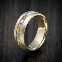 14K Gold and Dichrolam Inlay Men's Ring Custom Made Band