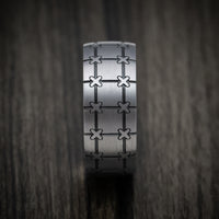 Tantalum and Gold Sleeve Geometric Pattern Men's Ring Custom Made Band