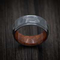 Black Zirconium Rock Finish Band with Wood Sleeve Custom Made Men's Ring
