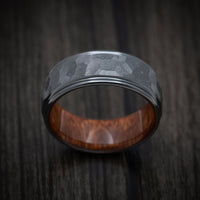 Black Titanium Rock Finish Band with Wood Sleeve Custom Made Men's Ring