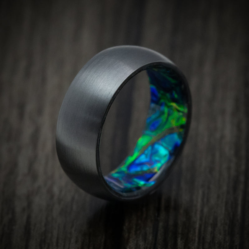 Black Zirconium and Dichrolam Sleeve Men's Ring Custom Made Band
