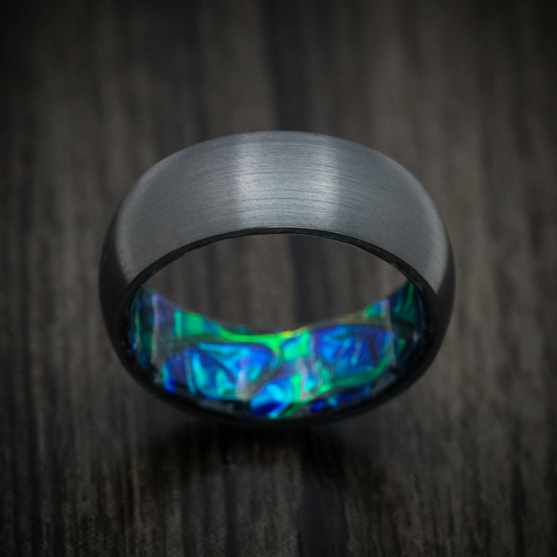Black Zirconium and Dichrolam Sleeve Men's Ring Custom Made Band