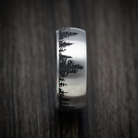 Titanium and Spruce Pine Tree Design Band With Dichrolam Sleeve Men's Ring Custom Made Band