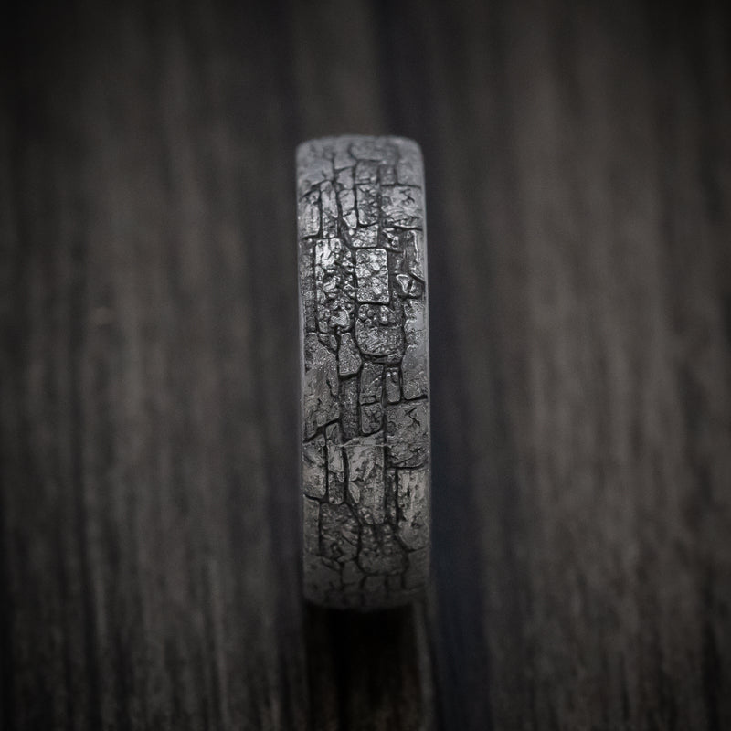 Tantalum Men's Ring with Stone Wall Texture Design