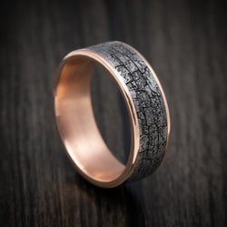 14K Gold and Tantalum Stone Wall Texture Men's Ring