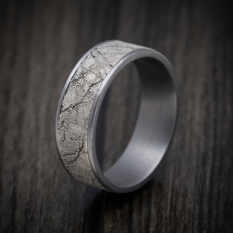 Tantalum Men's Ring with 14K Gold Marble Texture Inlay