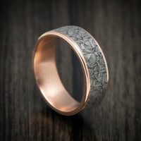 14K Gold and Tantalum Geometric Texture Men's Ring