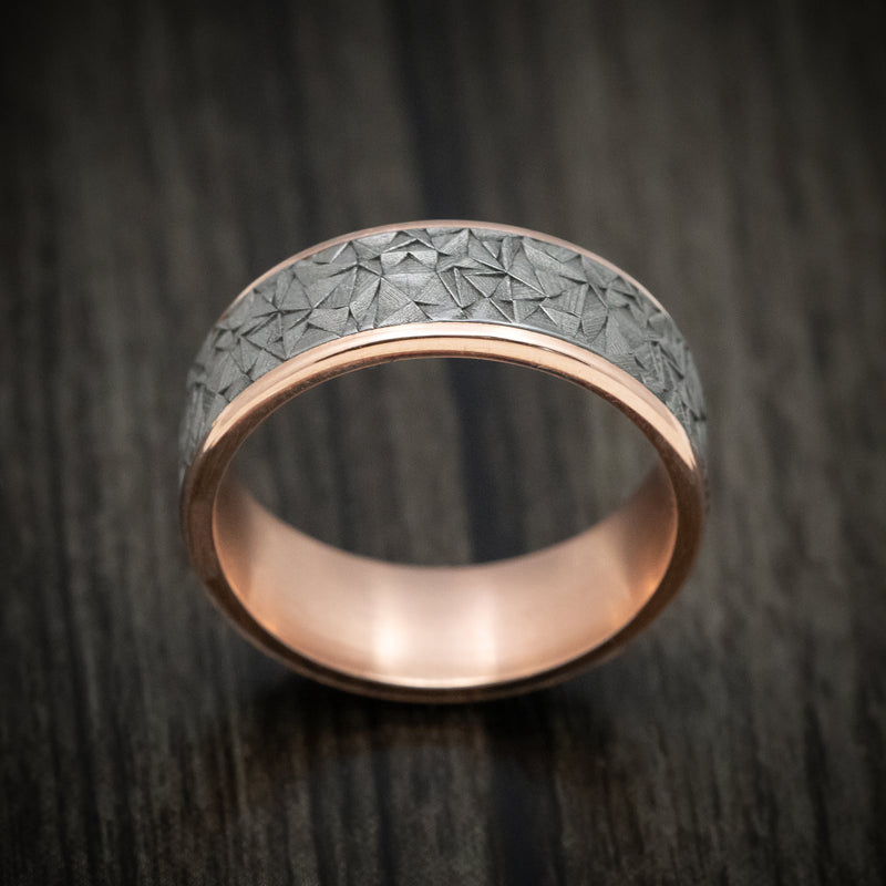 14K Gold and Tantalum Geometric Texture Men's Ring