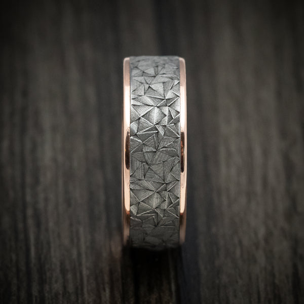 14K Gold and Tantalum Geometric Texture Men's Ring | Revolution