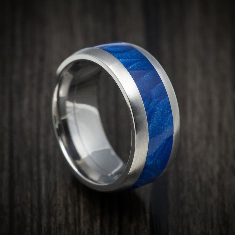Titanium and Juma Inlay Men's Ring Custom Made Band