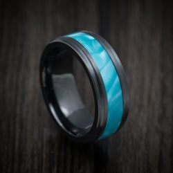 Black Titanium and Juma Inlay Men's Ring Custom Made Band