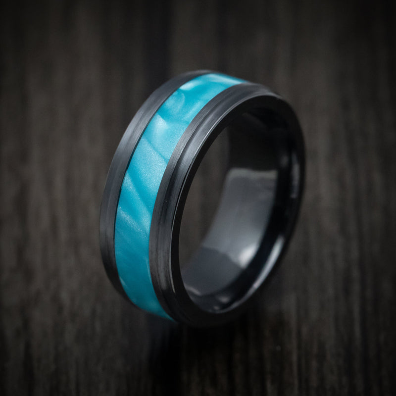 Black Titanium and Juma Inlay Men's Ring Custom Made Band