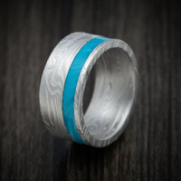 Sunset Kuro Damascus Steel and Juma Inlay Men's Ring Custom Made Band