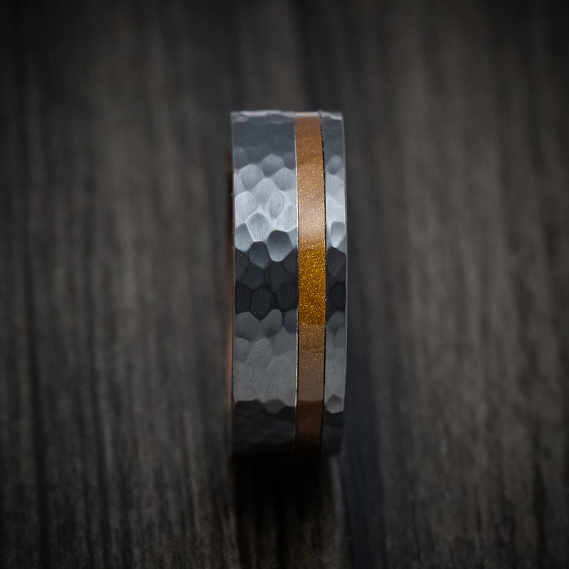 Black Zirconium and Juma Sleeve and Inlay Men's Ring Custom Made Band