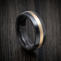 Black Zirconium and Juma Sleeve Men's Ring with 14K Gold Inlay Custom Made Band