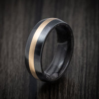 Black Titanium and Juma Sleeve Men's Ring with 14K Gold Inlay Custom Made Band