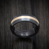 Black Titanium and Juma Sleeve Men's Ring with 14K Gold Inlay Custom Made Band